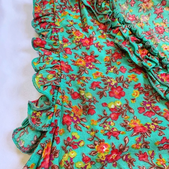 Floral Ruffled Cotton Dress Sz L - Picture 3 of 6